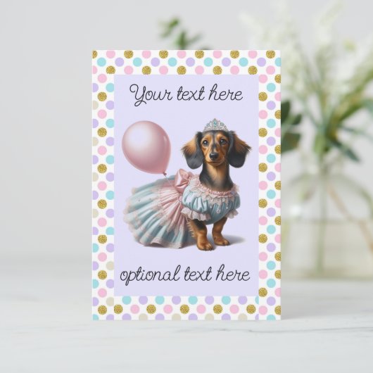 Long Hair Teckel Party Kaart (Staand voorkant)