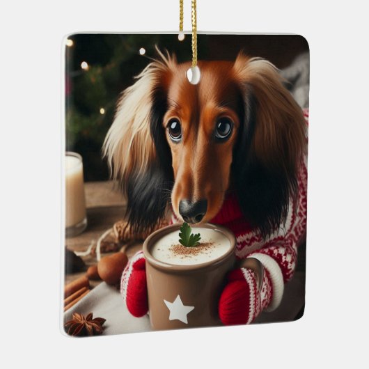 Long Hair teckel tree Ornament (Rechts)