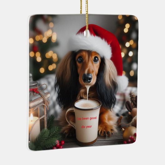 Long Hair teckel tree Ornament (Rechts)