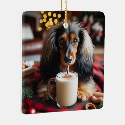 Long Hair teckel tree Ornament (Rechts)