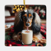 Long Hair teckel tree Ornament (Voorkant)