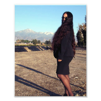 Long Hair Woman and the Mountains Photography Foto Afdruk