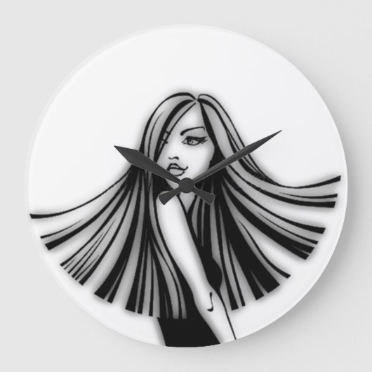 Long Haire Beauty Wall klok (Voorkant)