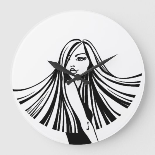 Long Haire Beauty Wall klok (Voorkant)