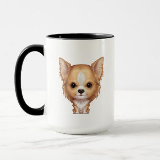 Long-Haire Beige en White Chihuahua Mok