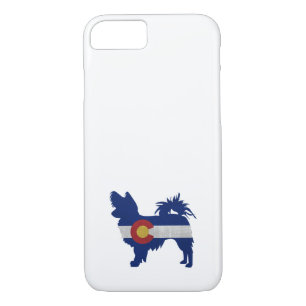Long Haire Chihuahua Colorado Flag Silhouette Cas iPhone 8/7 Hoesje