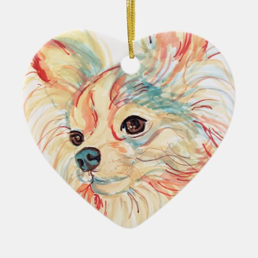 Long Haire Chihuahua Pop Art Ornament (Voorkant)