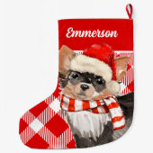 Long Haire Chihuahua Red Pset met de naam Dog Grote Kerstsok (Achterkant)