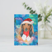 Long Haire Dachshund Breed Dog Kerstmis Feestdagenkaart (Staand voorkant)