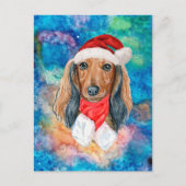 Long Haire Dachshund Breed Dog Kerstmis Feestdagenkaart (Voorkant)