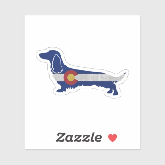 Long Haire Dachshund Colorado Flag Silhouette Sticker (Vel)