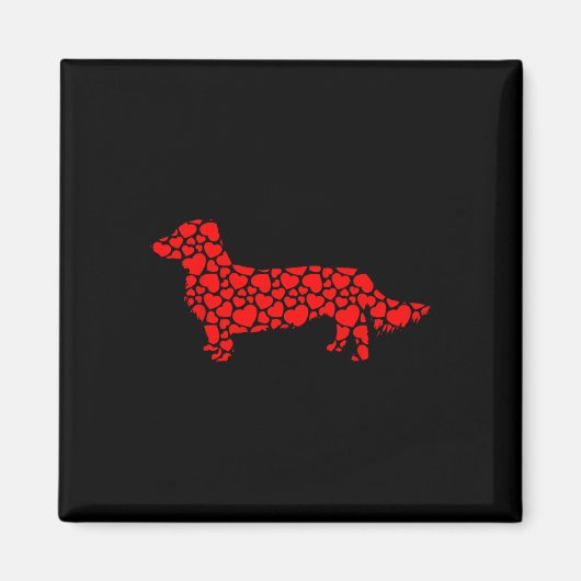 Long Haire Dachshund Dog Cute Silhouette Heart Va Magneet (Voorkant)