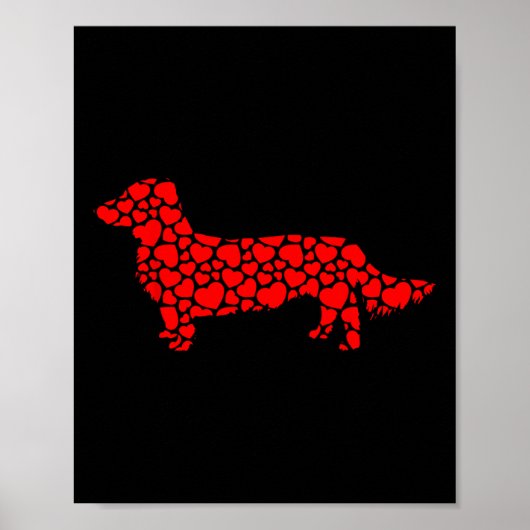 Long Haire Dachshund Dog Cute Silhouette Heart Va Poster (Voorkant)