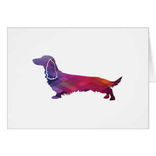 Long Haire Dachshund Geo Silhouette Paarse kaart