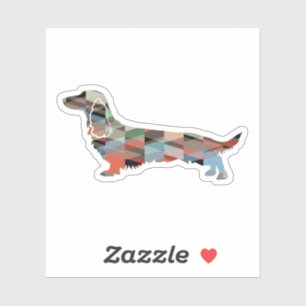 Long Haire Dachshund Geo Silhouette Pset Sticker