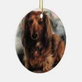 Long Haire Dachshund hond Keramisch Ornament (Rechts)