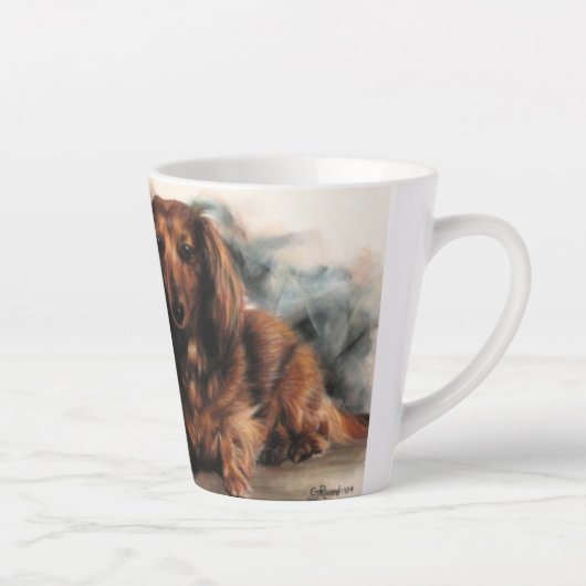 Long Haire Dachshund hond Latte Mok (Rechts)