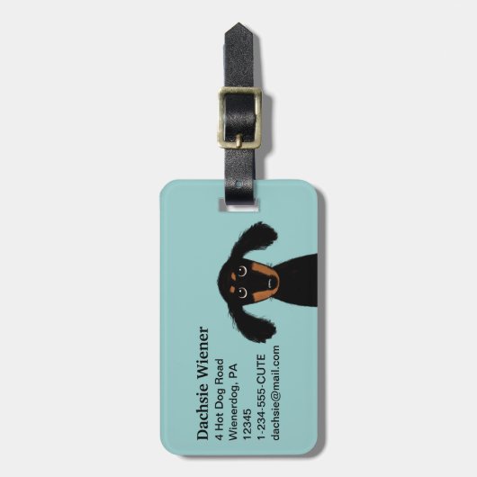 Long Haire Dachshund Puppy Bagagelabel (Voorkant verticaal)