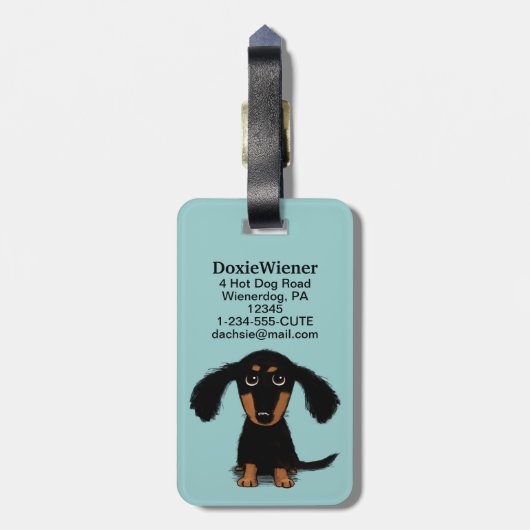 Long Haire Dachshund Puppy Bagagelabel (Achterkant verticaal)
