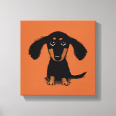 Long Haire Dachshund Puppy Canvas Afdruk (Voorkant)