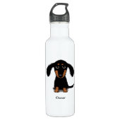 Long Haire Dachshund Puppy met aangepaste tekst Waterfles (Voorkant)
