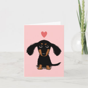 Long Haire Dachshund Puppy Valentijnsdag Love Feestdagen Kaart