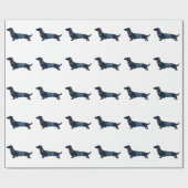 Long Haire Dachshund Silhouette Black Waterverf Cadeaupapier (Vlak)