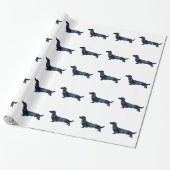 Long Haire Dachshund Silhouette Black Waterverf Cadeaupapier (Uitgerold)