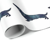 Long Haire Dachshund Silhouette Black Waterverf Cadeaupapier (Rol Hoek)