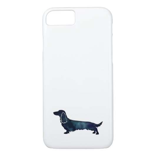 Long Haire Dachshund Silhouette Black Waterverf Case-Mate iPhone Case (Achterkant)