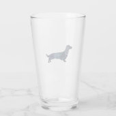 Long Haire Dachshund Silhouette Black Waterverf Glas (Achterkant)