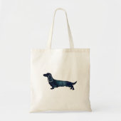 Long Haire Dachshund Silhouette Black Waterverf Tote Bag (Voorkant)