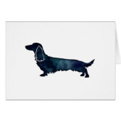 Long Haire Dachshund Silhouette Waterverf Card (Voorkant Horizontaal)