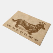 Long Haire Daschund Dog W/Crown Deurmat (Schuin)