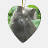 Long Haire Grey Blue Cat Keramisch Ornament (Links)