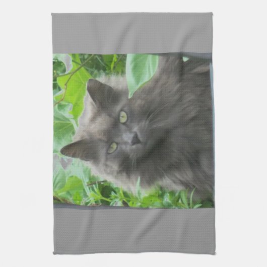 Long Haire Grey Blue Cat Theedoek (Verticaal)