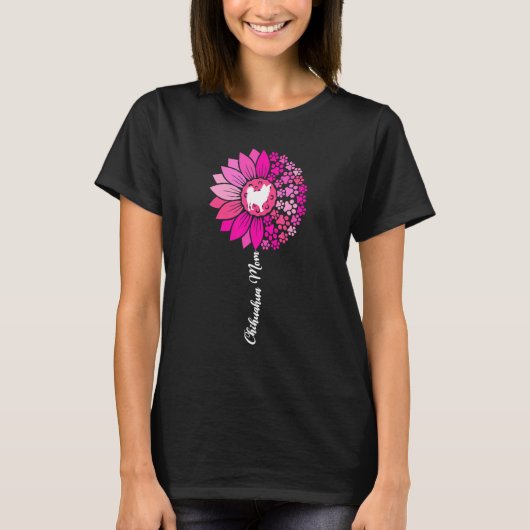 Long Haire Hair Chihuahua Ma Sunflower Chiwawa D T-shirt (Voorkant)