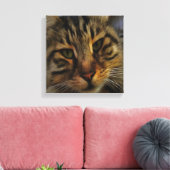 Long Haire Tabby Cat Artistic Pet Portrait v2 Canvas Afdruk (Insitu (Woonkamer))