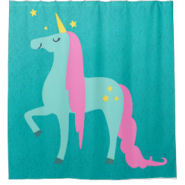 Long-Haire Unicorn op Green Shower Curtain Douchegordijn