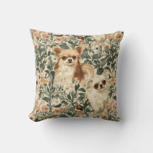 Long Haired Chihuahuas William Morris stijl bloeme
