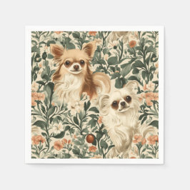 Long Haired Chihuahuas William Morris stijl bloeme Servet