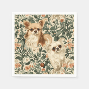 Long Haired Chihuahuas William Morris stijl bloeme Servet