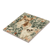 Long Haired Chihuahuas William Morris stijl bloeme Tegeltje (Zijkant)