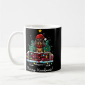 Long Haired Dachshund Christmas Dog Truck Plaid Fu Koffiemok (Links)