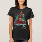 Long Haired Dachshund Christmas Dog Truck Plaid Fu T-shirt (Voorkant)