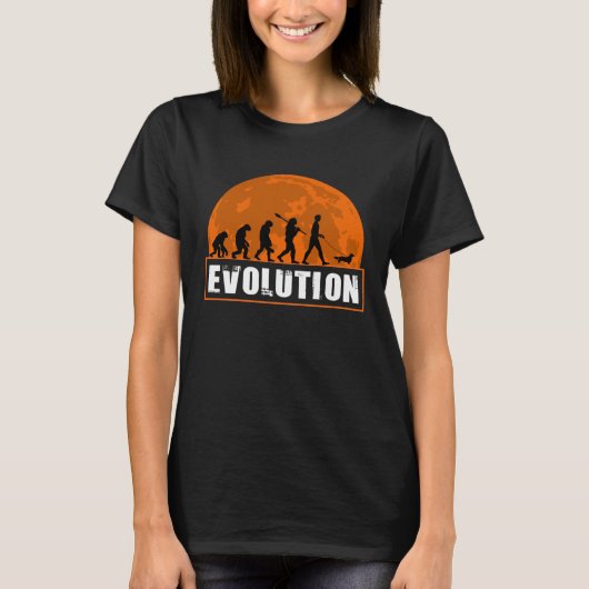 Long Haired Dachshund Dog Dad Human Evolution T-shirt (Voorkant)