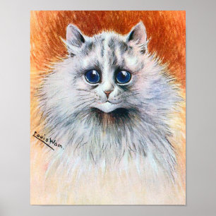 Long-haired White Cat, Louis Wain Poster