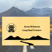 Long Haul Trucker Gouden Truck Weg en Bergen Kunst