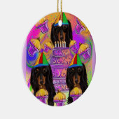 Long Hazard Black Dachshund Keramisch Ornament (Rechts)