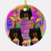 Long Hazard Black Dachshund Keramisch Ornament (Voorkant)
